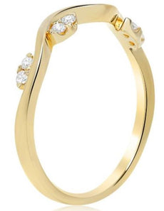 ESTATE .09CT DIAMOND 14KT YELLOW GOLD 3D ROUND MARQUISE SHAPE WAVE FUN RING