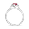 1.24CT DIAMOND & AAA RUBY 18K WHITE GOLD PEAR SHAPE & ROUND HALO ENGAGEMENT RING
