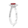 1.24CT DIAMOND & AAA RUBY 18K WHITE GOLD PEAR SHAPE & ROUND HALO ENGAGEMENT RING