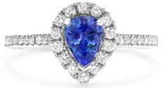 1.24CT DIAMOND & AAA SAPPHIRE 18KT WHITE GOLD PEAR SHAPE & ROUND ENGAGEMENT RING