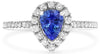 1.24CT DIAMOND & AAA SAPPHIRE 18KT WHITE GOLD PEAR SHAPE & ROUND ENGAGEMENT RING