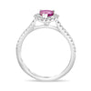 1.24CT DIAMOND & AAA PINK SAPPHIRE 18KT WHITE GOLD CLASSIC HALO ENGAGEMENT RING