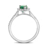 1.02CT DIAMOND & AAA EMERALD 18KT WHITE GOLD 3D HALO CLASSIC ENGAGEMENT RING