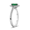 1.02CT DIAMOND & AAA EMERALD 18KT WHITE GOLD 3D HALO CLASSIC ENGAGEMENT RING