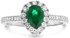 1.02CT DIAMOND & AAA EMERALD 18KT WHITE GOLD 3D HALO CLASSIC ENGAGEMENT RING