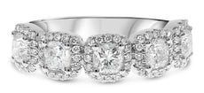 1.30CT DIAMOND PLATINUM CUSHION & ROUND 5 STONE SEMI ETERNITY ANNIVERSARY RING