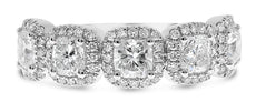 1.83CT DIAMOND PLATINUM CUSHION & ROUND 5 STONE SEMI ETERNITY ANNIVERSARY RING