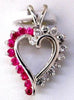 ESTATE .54CT DIAMOND & AAA RUBY 14KT WHITE GOLD 3D OPEN HEART FLOATING PENDANT