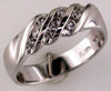 ESTATE .35CT DIAMOND 14K WHITE GOLD SWIRL DIAGONAL CHANNEL MENS ANNIVERSARY RING