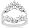 ESTATE WIDE .65CT DIAMOND 14KT WHITE GOLD 2 ROW V SHAPE INSERT ANNIVERSARY RING