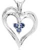 .15CT AAA TANZANITE 14KT WHITE GOLD 3D 3 STONE OPEN HEART CLASSIC LOVE PENDANT