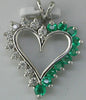 .68CT DIAMOND & AAA EMERALD 14KT WHITE GOLD 3D CLASSIC OPEN HEART LOVE PENDANT