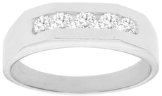 ESTATE .53CT DIAMOND 14KT WHITE GOLD 3D 5 STONE CHANNEL WEDDING ANNIVERSARY RING