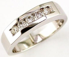 ESTATE .37CT DIAMOND 14KT WHITE GOLD 3D 5 STONE CHANNEL WEDDING ANNIVERSARY RING