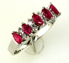 0.62CT DIAMOND & AAA RUBY 14KT WHITE GOLD ROUND & MARQUISE SHAPE ANNIVERSARY RING