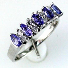 .62CT DIAMOND & AAA TANZANITE 14KT WHITE GOLD MARQUISE & ROUND ANNIVERSARY RING