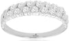 ESTATE .43CT DIAMOND 14K WHITE GOLD CLASSIC DOUBLE ROW DIAGONAL ANNIVERSARY RING