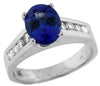 2.59CT DIAMOND & AAA TANZANITE 14KT WHITE GOLD 3D ROUND & OVAL ENGAGEMENT RING