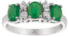 1.06CT DIAMOND & AAA EMERALD 14KT WHITE GOLD 3D OVAL & ROUND ANNIVERSARY RING