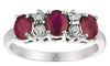 1.26CT DIAMOND & AAA RUBY 14KT WHITE GOLD OVAL & ROUND 3 STONE ANNIVERSARY RING