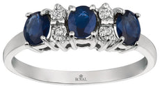 1.36CT DIAMOND & AAA SAPPHIRE 14KT WHITE GOLD 3D OVAL & ROUND ANNIVERSARY RING