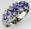 1.43CT DIAMOND & AAA TANZANITE 14KT WHITE GOLD ROUND & PRINCESS ANNIVERSARY RING