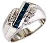 WIDE 1.09CT DIAMOND & AAA SAPPHIRE 14KT WHITE GOLD 3D PRINCESS & ROUND MENS RING