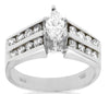 WIDE 1.12CT DIAMOND 14KT WHITE GOLD 3D MARQUISE & ROUND 2 ROW ENGAGEMENT RING