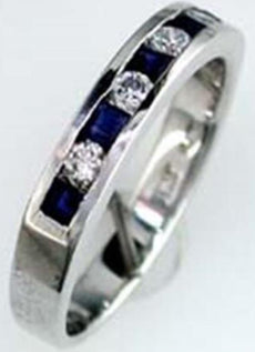 .69CT DIAMOND & AAA SAPPHIRE 14KT WHITE GOLD 3D CHANNEL WEDDING ANNIVERSARY RING