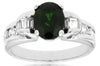 ESTATE 3.15CT DIAMOND & AAA GREEN GARNET 14KT WHITE GOLD 3D OVAL ENGAGEMENT RING