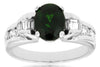 ESTATE .46CT DIAMOND & AAA EMERALD 14KT WHITE GOLD OVAL CHANNEL ANNIVERSARY RING