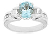 ESTATE 2.35CT DIAMOND & AAA AQUAMARINE 14KT WHITE GOLD 3D OVAL ENGAGEMENT RING