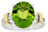 LARGE 5.28CT DIAMOND AAA PERIDOT 14K 2 TONE GOLD OVAL & BAGUETTE ENGAGEMENT RING