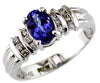 1.03CT DIAMOND & AAA TANZANITE 14KT WHITE GOLD OVAL & ROUND 3D ENGAGEMENT RING