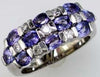 WIDE 2.22CT DIAMOND & AAA TANZANITE 14K WHITE GOLD OVAL & ROUND ANNIVERSARY RING