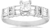 1.01CT DIAMOND 14KT WHITE GOLD 3D PRINCESS BAGUETTE & ROUND ENGAGEMENT RING