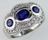 2.08CT DIAMOND & AAA SAPPHIRE 14K WHITE GOLD OVAL & ROUND BEZEL ANNIVERSARY RING