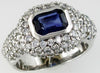 2.8CT DIAMOND & AAA SAPPHIRE 14KT WHITE GOLD BAGUETTE & ROUND ENGAGEMENT RING
