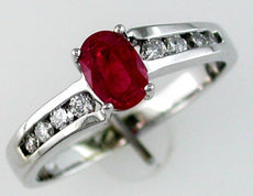 .69CT DIAMOND & AAA RUBY 14KT WHITE GOLD 3D OVAL & ROUND CHANNEL FRIENDSHIP RING