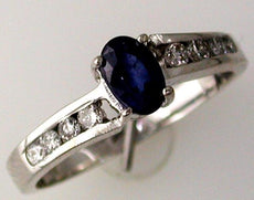 .74CT DIAMOND & AAA SAPPHIRE 14K WHITE GOLD OVAL & ROUND CHANNEL FRIENDSHIP RING