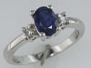 1.12CT DIAMOND AAA SAPPHIRE 14KT WHITE GOLD OVAL & ROUND 3 STONE FRIENDSHIP RING