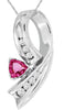 .87CT DIAMOND & AAA PINK SAPPHIRE 14KT WHITE GOLD 3D LOVE KNOT FLOATING PENDANT