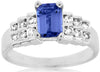1.3CT DIAMOND & AAA TANZANITE 14K WHITE GOLD EMERALD CUT & ROUND ENGAGEMENT RING