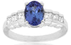 1.9CT DIAMOND & AAA TANZANITE 14KT WHITE GOLD 3D OVAL & PRINCESS ENGAGEMENT RING
