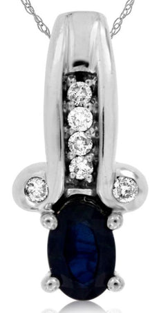 .60CT DIAMOND & AAA SAPPHIRE 14K WHITE GOLD OVAL & ROUND ETOILE FLOATING PENDANT
