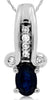 .60CT DIAMOND & AAA SAPPHIRE 14K WHITE GOLD OVAL & ROUND ETOILE FLOATING PENDANT