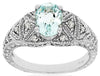 1.24CT DIAMOND & AAA AQUAMARINE 14KT WHITE GOLD 3D OVAL FILIGREE ENGAGEMENT RING