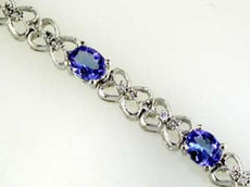 3.52CT DIAMOND & AAA TANZANITE 14KT WHITE GOLD 3D OVAL BUTTERFLY TENNIS BRACELET