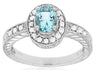 1.03CT DIAMOND & AAA AQUAMARINE 14K WHITE GOLD OVAL & ROUND HALO ENGAGEMENT RING