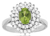 1.37CT DIAMOND & AAA PERIDOT 14K WHITE GOLD OVAL & ROUND DOUBLE HALO FLORAL RING